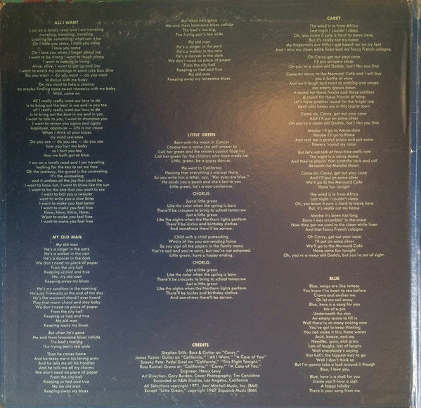 Joni Mitchell : Blue (LP, Album, RP, Gol)