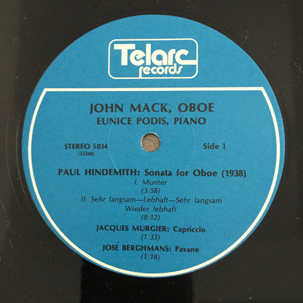 John Mack (2), Eunice Podis : Sonatas For Oboe (LP, Album)