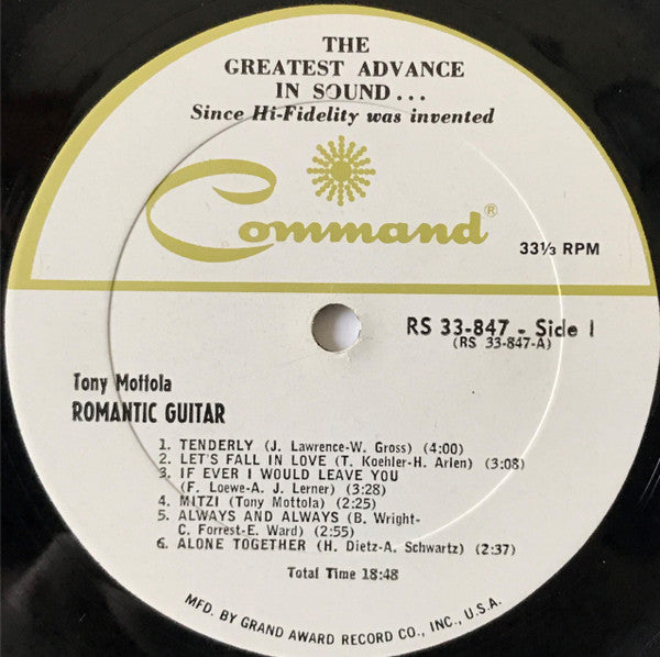 Tony Mottola : Romantic Guitar (LP, Album, Mono, Gat)