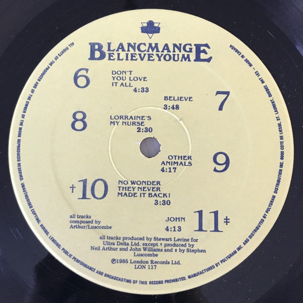 Blancmange : Believe You Me (LP, Album)