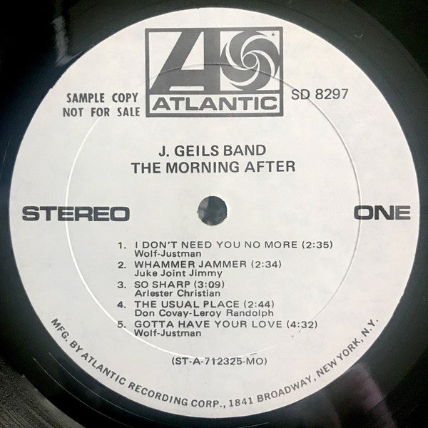 The J. Geils Band : The Morning After (LP, Album, Promo)