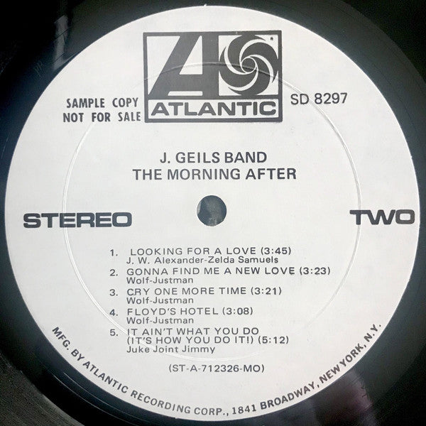 The J. Geils Band : The Morning After (LP, Album, Promo)