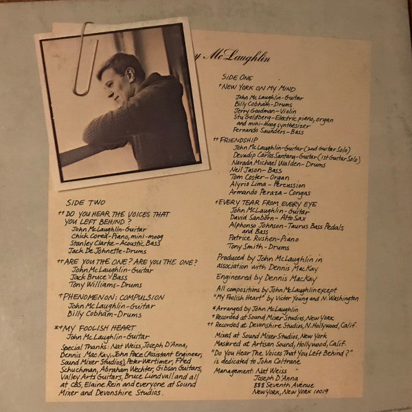 John McLaughlin : Electric Guitarist (LP, Album, San)