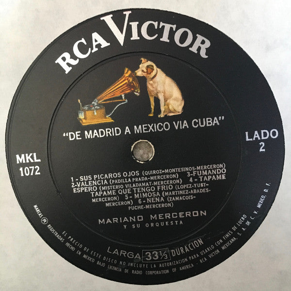 Mariano Mercerón Y Su Orquesta : Vol. II - De Madrid A Mexico Via Cuba (LP)