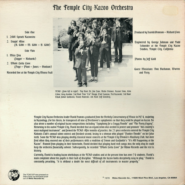 Temple City Kazoo Orchestra : Some Kazoos (12", EP, Col)
