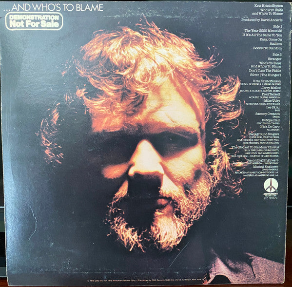 Kris Kristofferson : Who's To Bless And Who's To Blame (LP, Album, Ter)