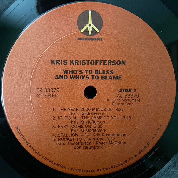 Kris Kristofferson : Who's To Bless And Who's To Blame (LP, Album, Ter)