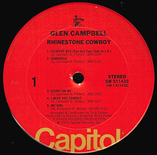 Glen Campbell : Rhinestone Cowboy (LP, Album, Club, Col)
