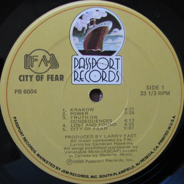 FM (3) : City Of Fear (LP, Album, Gat)