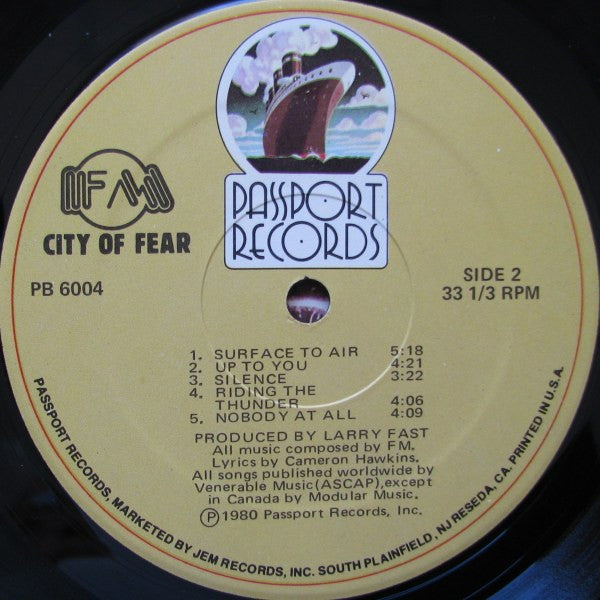 FM (3) : City Of Fear (LP, Album, Gat)