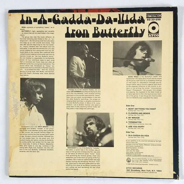 Iron Butterfly : In-A-Gadda-Da-Vida (LP, Album, RE)