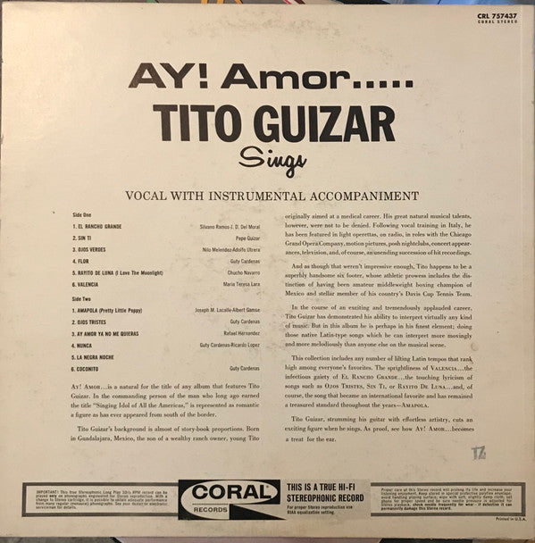 Tito Guizar : Ay! Amor (LP, Album)