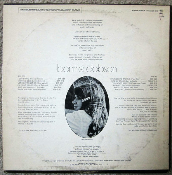 Bonnie Dobson : Bonnie Dobson (LP, Album, Roc)