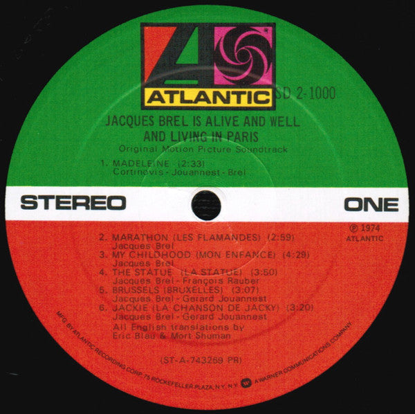 Elly Stone, Mort Shuman, Joe Masiell With Jacques Brel : Jacques Brel Is Alive And Well And Living In Paris (2xLP, RP, Pre)