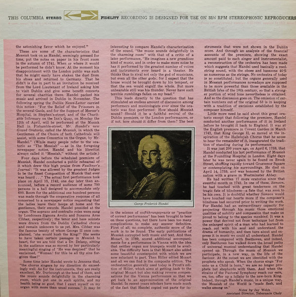 Georg Friedrich Händel : The Philadelphia Orchestra, Eugene Ormandy ; Mormon Tabernacle Choir, Richard P. Condie ; Eileen Farrell, Martha Lipton, Davis Cunningham, William Warfield : Messiah (2xLP, Album, RE)