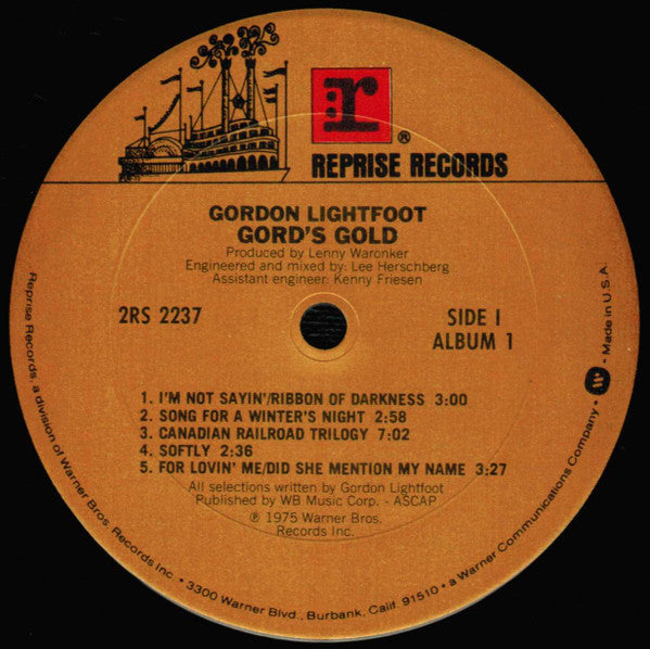 Gordon Lightfoot : Gord's Gold (2xLP, Comp, Club, RE, Car)