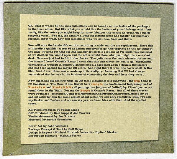 Frank Zappa : One Shot Deal (CD, Album)