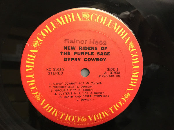 New Riders Of The Purple Sage : Gypsy Cowboy (LP, Album, Ter)