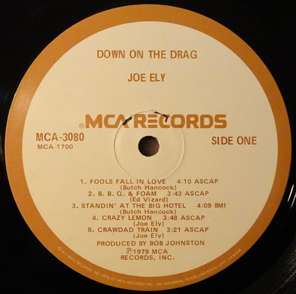 Joe Ely : Down On The Drag (LP, Album, Gat)