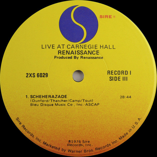 Renaissance (4) : Live At Carnegie Hall (2xLP, Album, RE, Win)