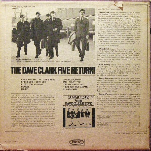 The Dave Clark Five : The Dave Clark Five Return! (LP, Album, Mono, Ter)