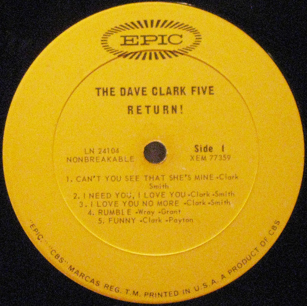 The Dave Clark Five : The Dave Clark Five Return! (LP, Album, Mono, Ter)