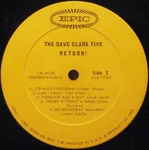 The Dave Clark Five : The Dave Clark Five Return! (LP, Album, Mono, Ter)