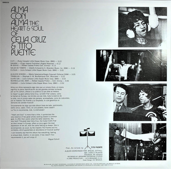Celia Cruz, Tito Puente : Alma Con Alma (The Heart & Soul Of Celia Cruz & Tito Puente) (LP, Album, RE, RM, 180)