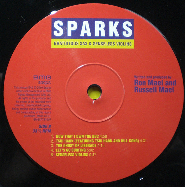 Sparks : Gratuitous Sax & Senseless Violins (LP, Album, RE, RM)