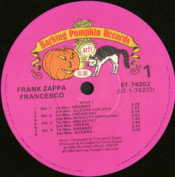 Francesco Zappa - The Barking Pumpkin Digital Gratification Consort, Frank Zappa : Francesco Zappa (LP, Album, Jac)