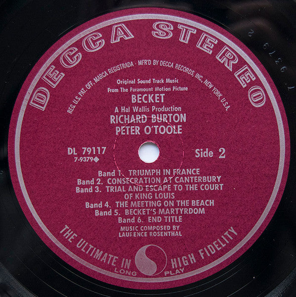 Laurence Rosenthal / Muir Mathieson : Becket (Original Sound Track Music From The Paramount Motion Picture) (LP)