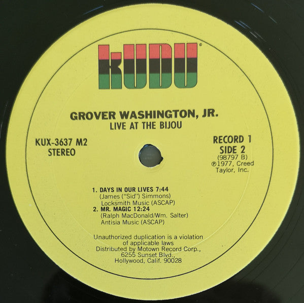 Grover Washington, Jr. : Live At The Bijou (2xLP, Album, RE)
