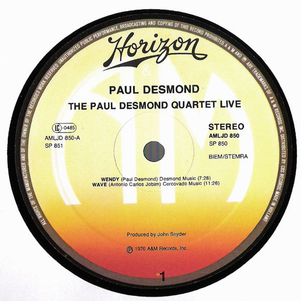 The Paul Desmond Quartet : Live (2xLP, Album, Gat)