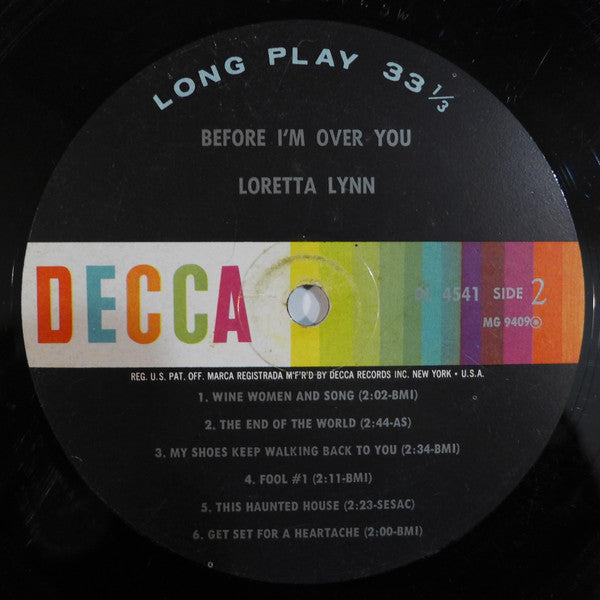 Loretta Lynn : Before I'm Over You (LP, Album, Mono, Glo)