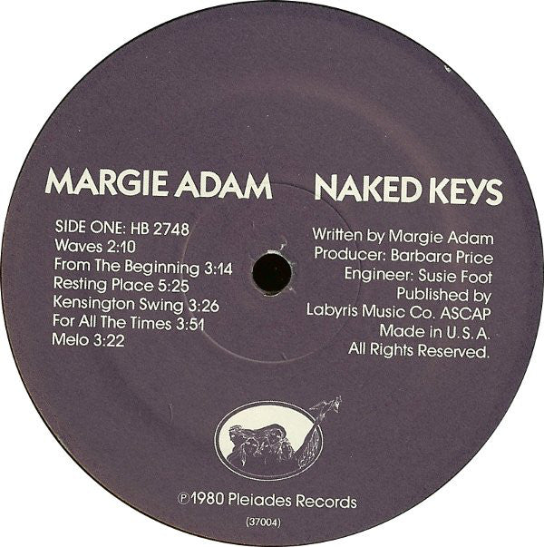 Margie Adam : Naked Keys: Solo Piano Performances (LP, Album)