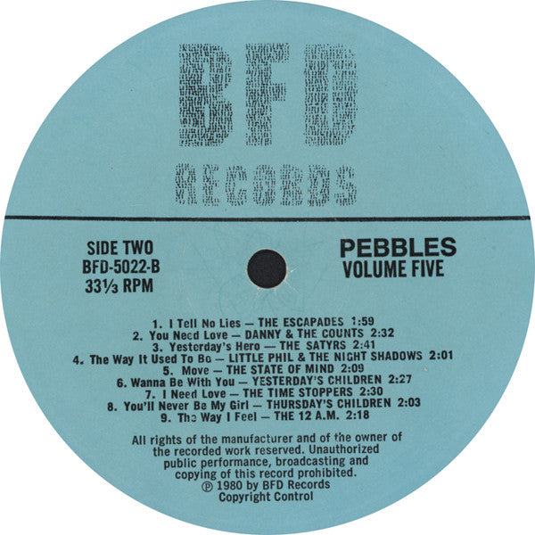 Various : Pebbles Vol. 5 (LP, Comp, Unofficial)