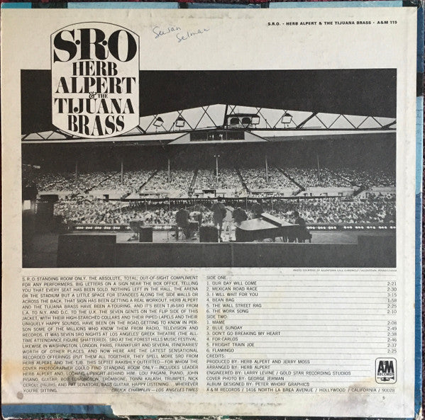 Herb Alpert & The Tijuana Brass : S.R.O. (LP, Album, Mono)