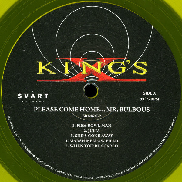 King's X : Please Come Home...Mr. Bulbous (LP, Album, Num, Yel)