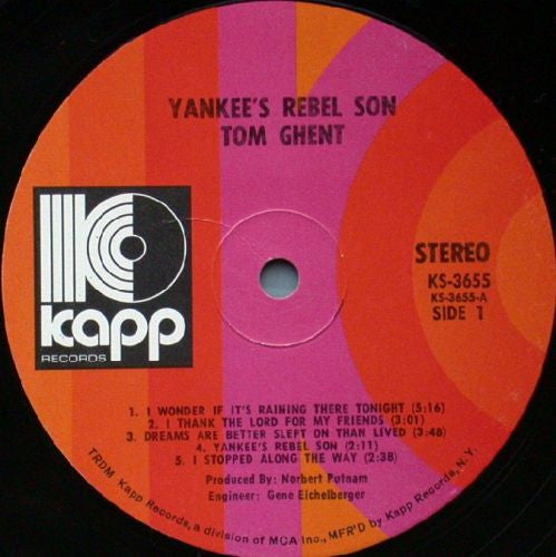 Tom Ghent : Yankee's Rebel Son (LP, Album)
