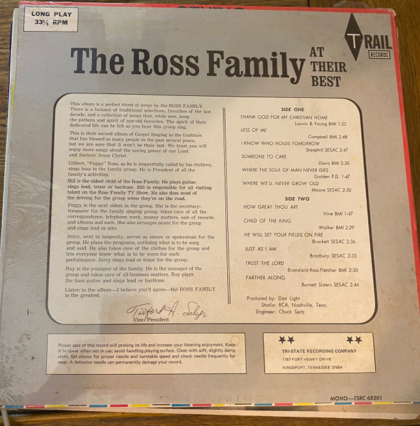 The Ross Family : The Ross Family At Their Best (LP, Mono)