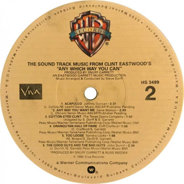 Various : The Sound Track Music From Clint Eastwood's Any Which Way You Can (LP, Album, Comp, Jac)