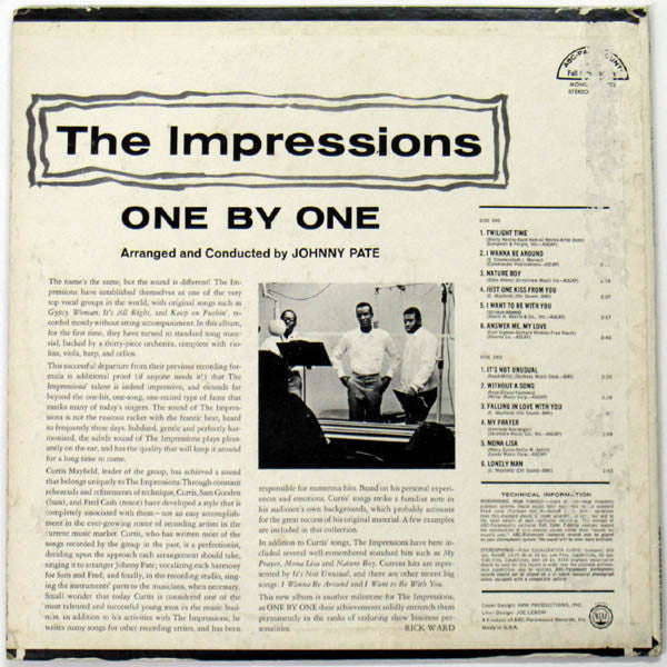 The Impressions : One By One (LP, Album)