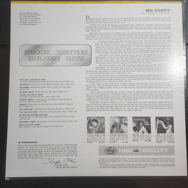 Brook Benton : Golden Hits (LP, Comp, Mono, Red)