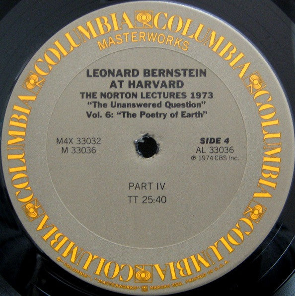 Leonard Bernstein : Leonard Bernstein At Harvard - The Norton Lectures 1973: "The Unanswered Question" Vol.6 "The Poetry Of Earth" (4xLP + Box)