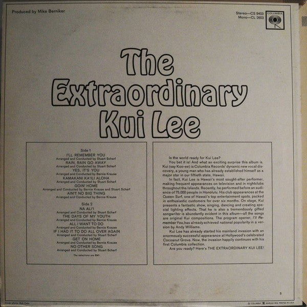 Kui Lee : The Extraordinary Kui Lee (LP)