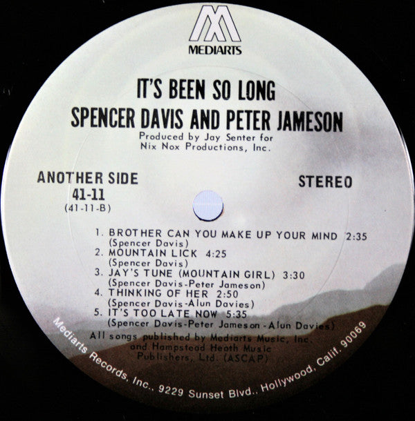 Spencer Davis And Peter Jameson : It's Been So Long (LP, Album)
