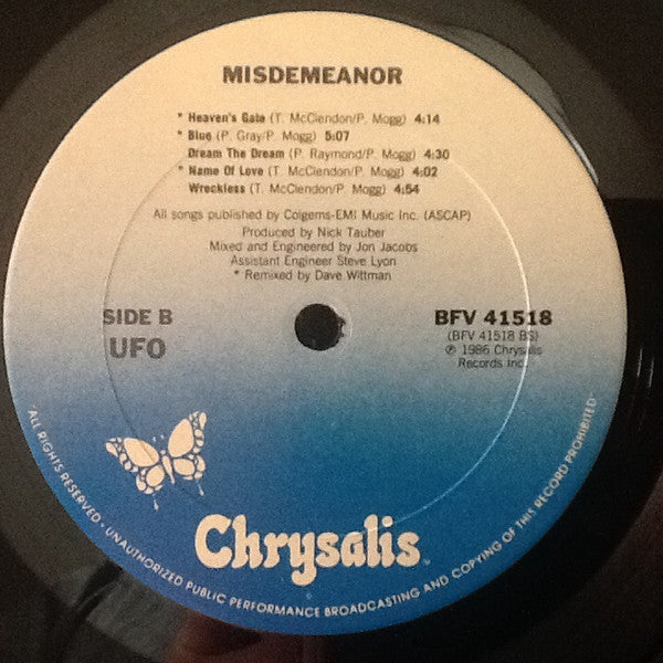 UFO (5) : Misdemeanor (LP, Album, Pit)