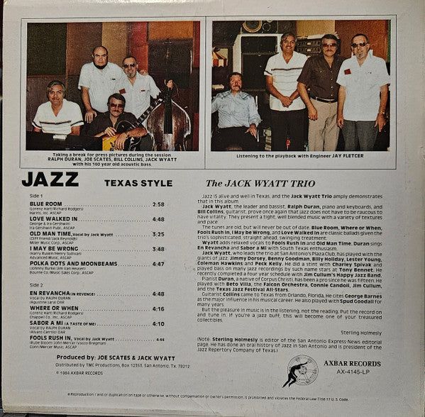 The Jack Wyatt Trio : Jazz Texas Style (LP, Album)