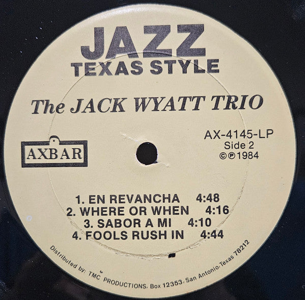 The Jack Wyatt Trio : Jazz Texas Style (LP, Album)