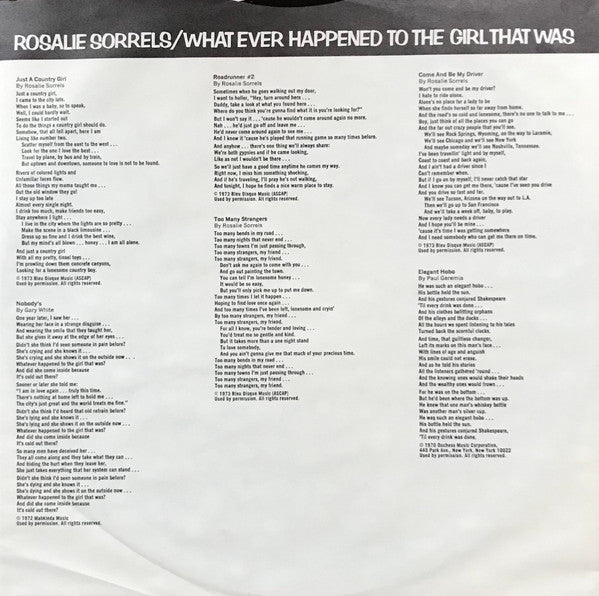 Rosalie Sorrels : What Ever Happened To The Girl That Was (LP, Album, Pre)